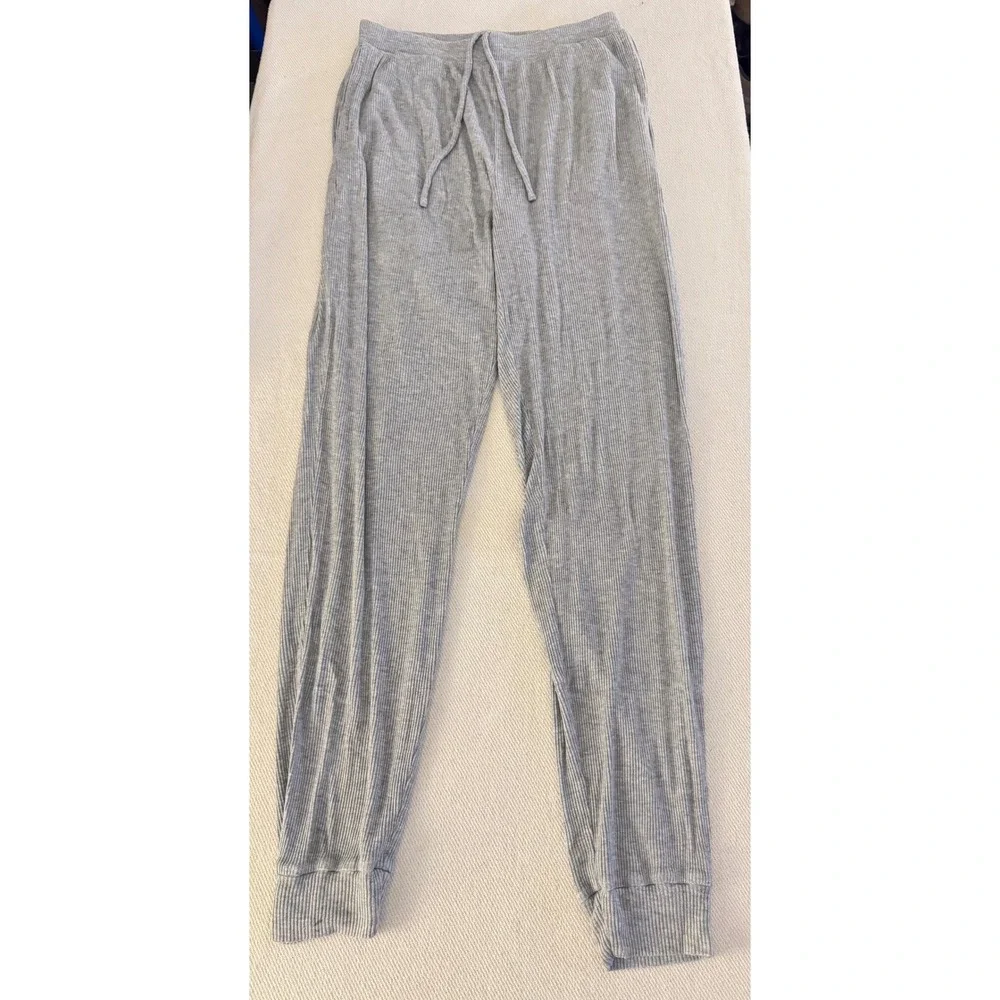 Alo Yoga Dolman Ribbed Knit Jogger Heather Grey Modal Lounge Pants Size Small - Picture 4 of 8